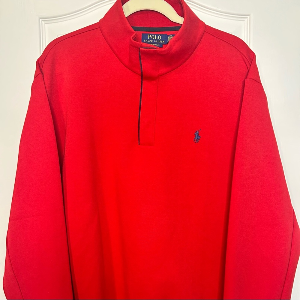 Polo Ralph Lauren Performance Sweatshirt Men's Size XL Red 1/4 Snap Pullover